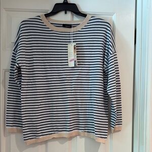 Dokotoo Gray Striped Sweater with Beige Accents large NWT